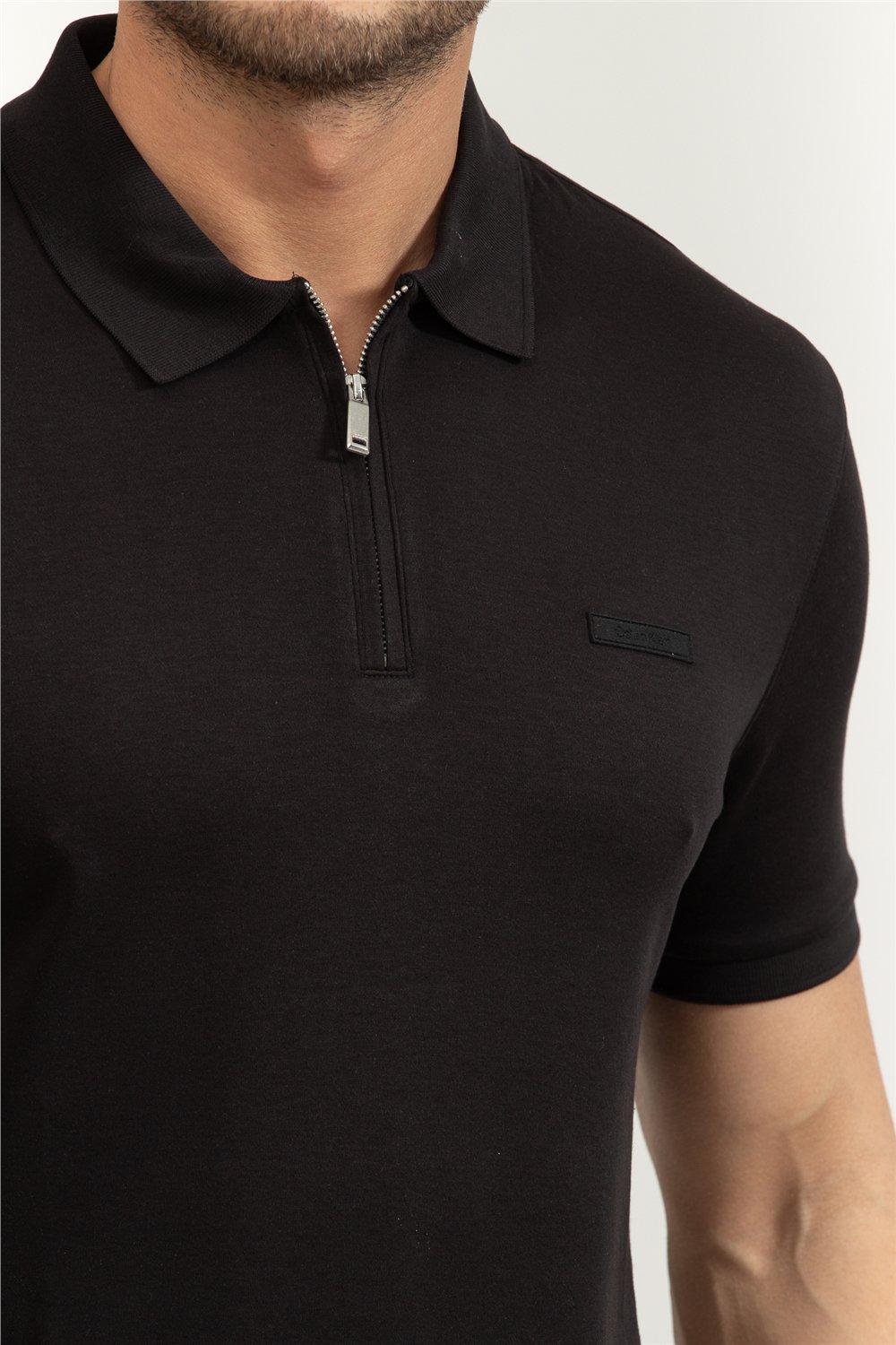 Calvin Klein SS Slim Supima Zip Polo Erkek Polo Yaka T-Shirt