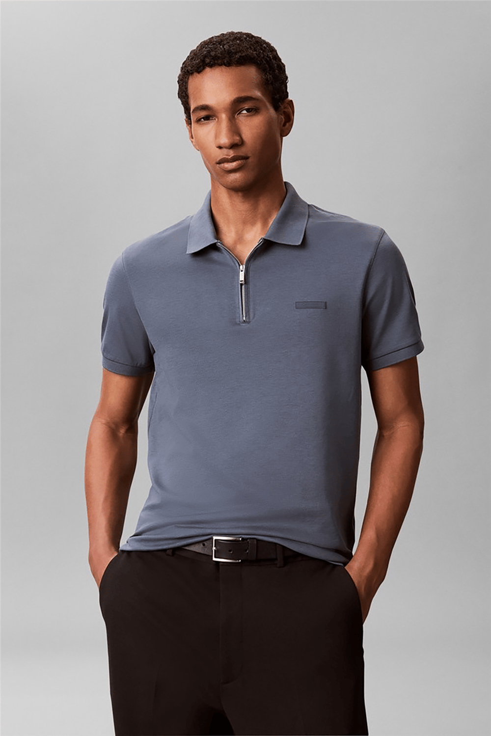 Calvin Klein SS Slim Supima Zip Polo Erkek Polo Yaka T-Shirt