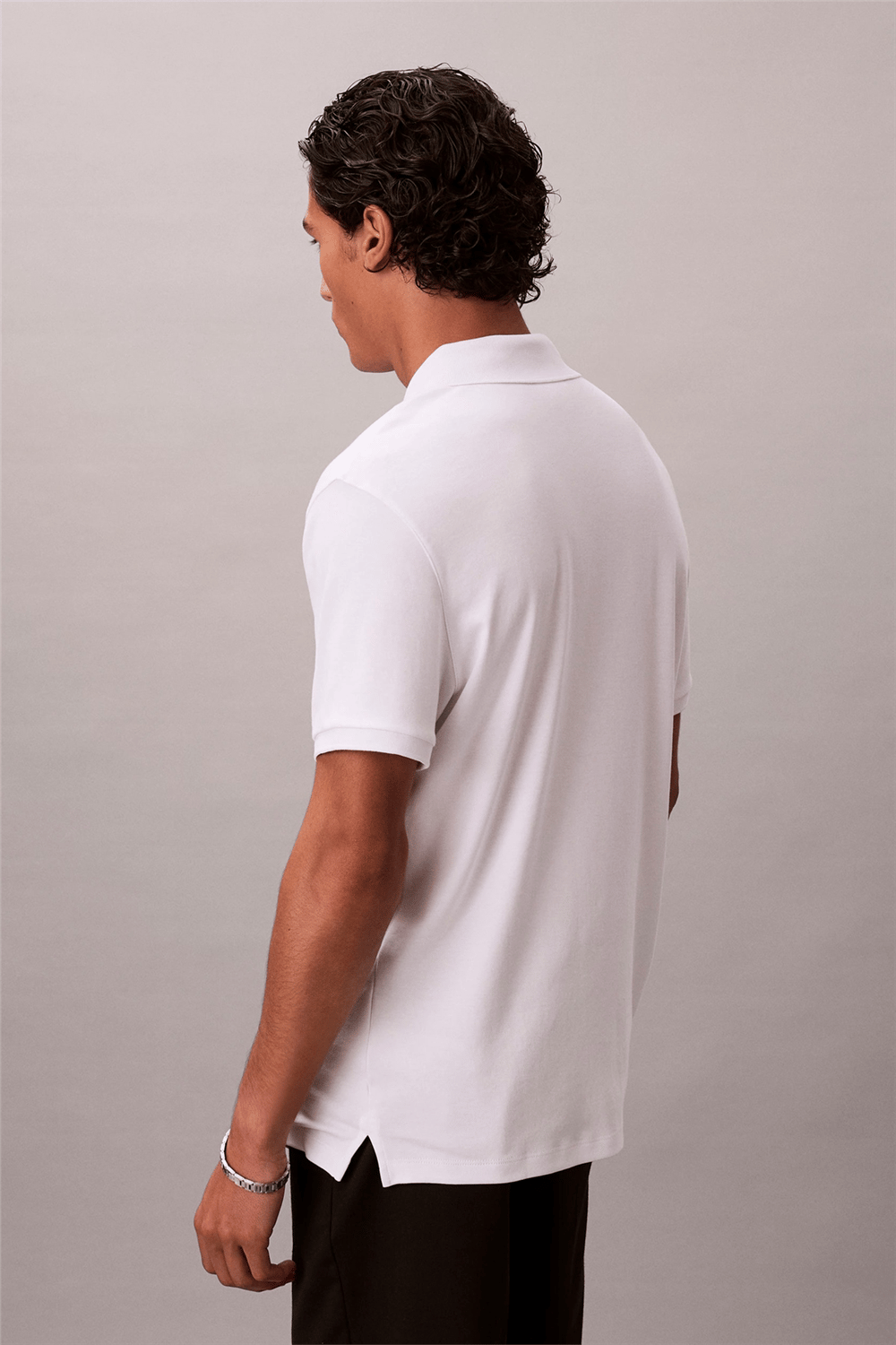Calvin Klein SS Slim Supima Zip Polo Erkek Polo Yaka T-Shirt Beyaz