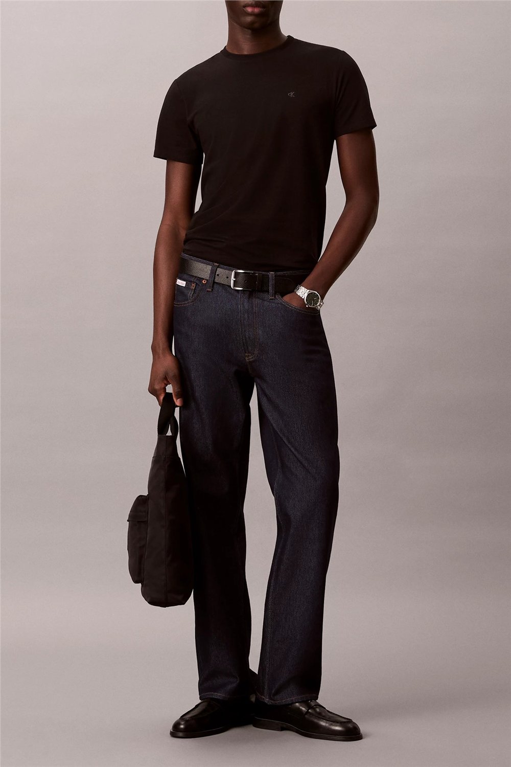 Calvin Klein Ss Supima Chest Emb Crewneck Tee Erkek Bisiklet Yaka T-Shirt Siyah