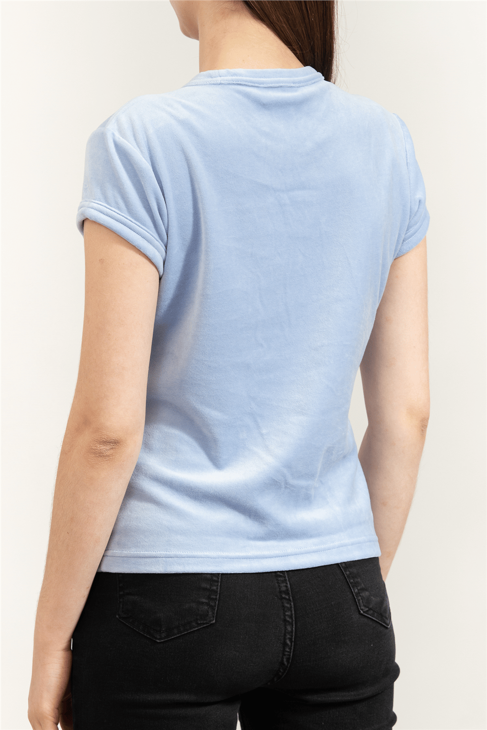 Calvin Klein SS Velour Logo Tee Kadın Bisiklet Yaka T-Shirt