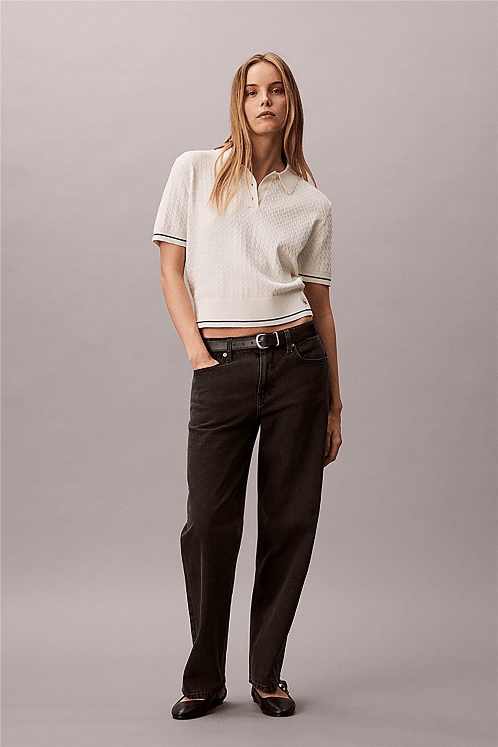 Calvin Klein Ss Woven Label Cropp Kadın Triko