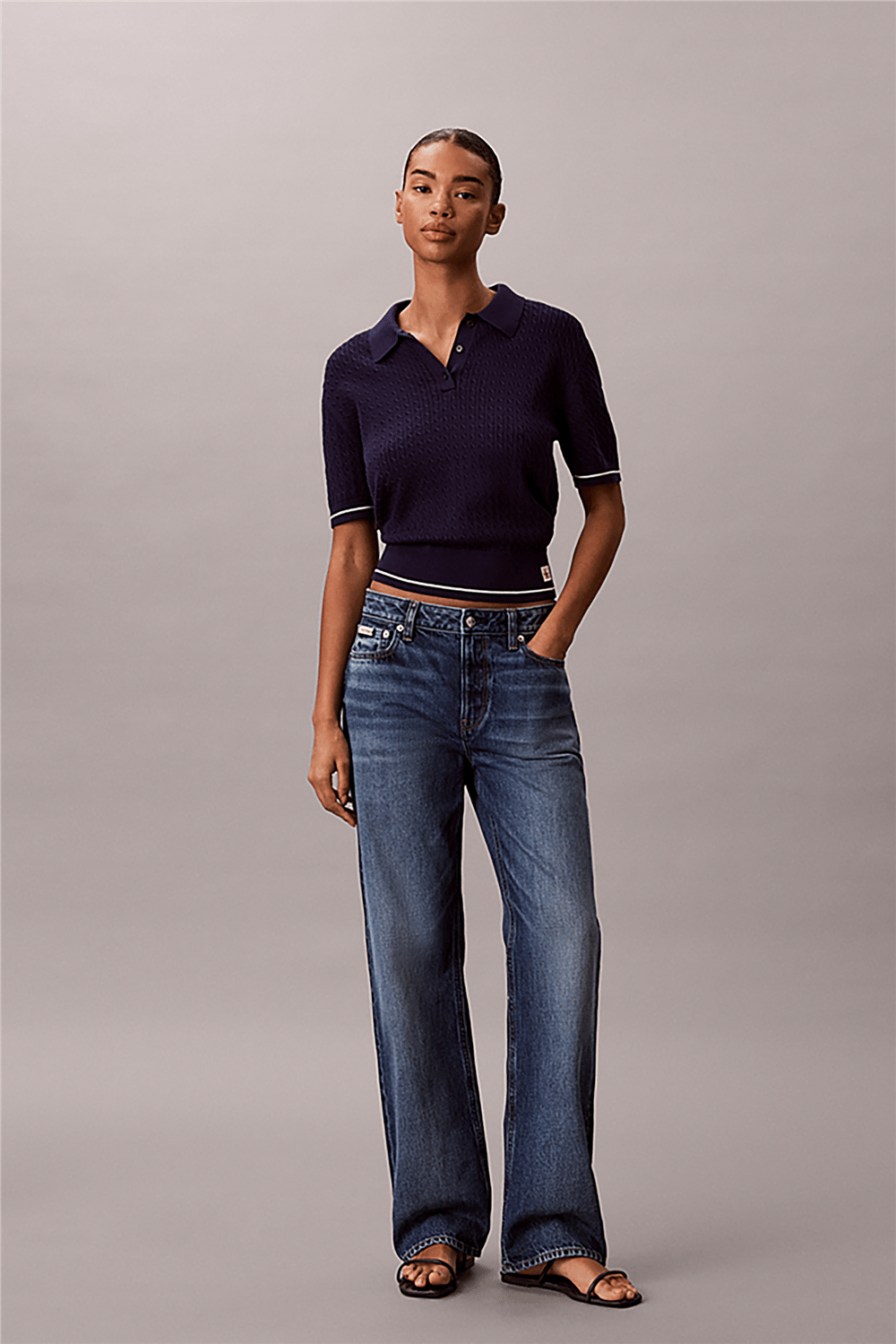 Calvin Klein Ss Woven Label Cropp Kadın Triko