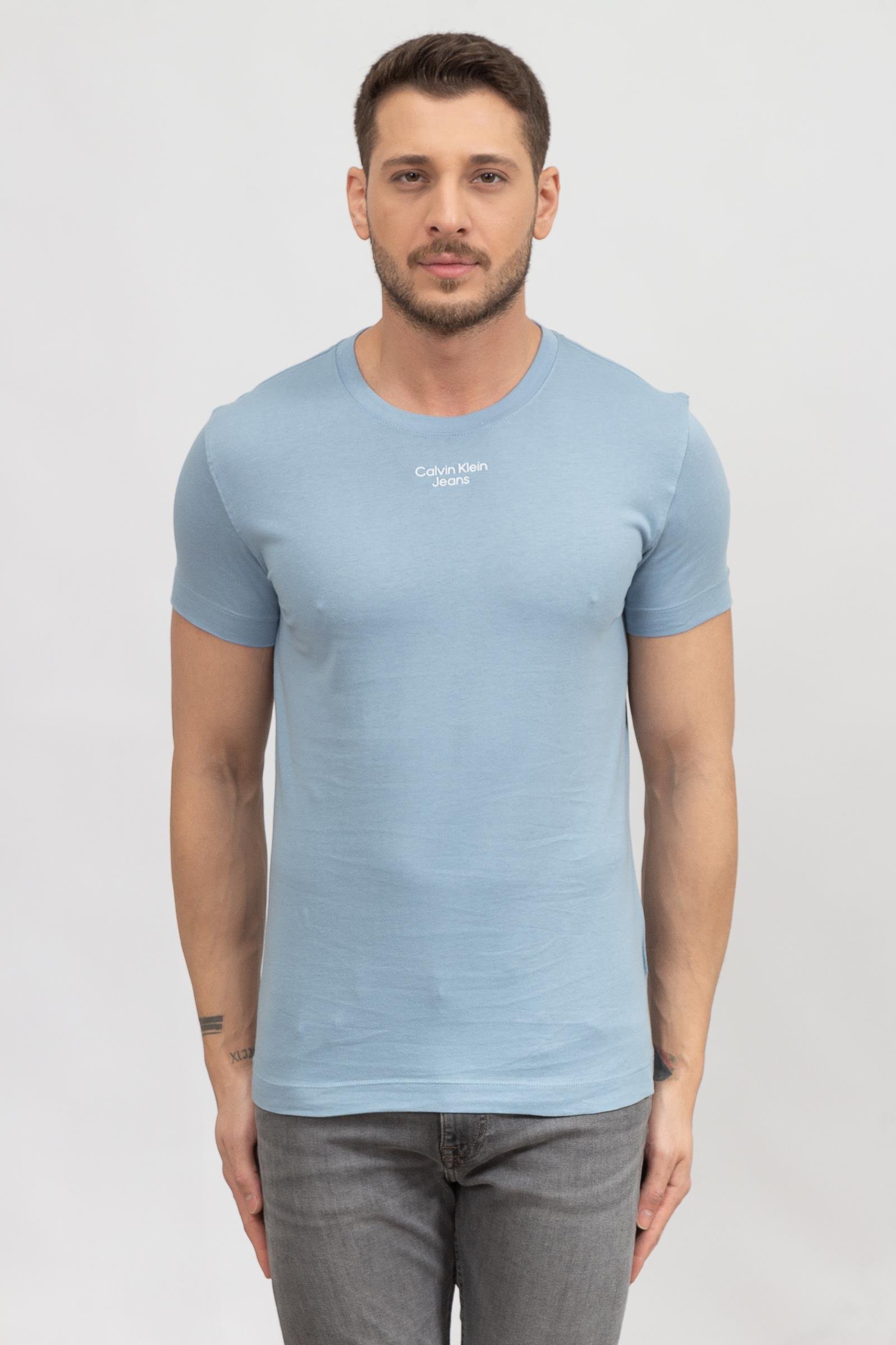 Calvin Klein Stacked Logo Erkek Bisiklet Yaka T-Shirt