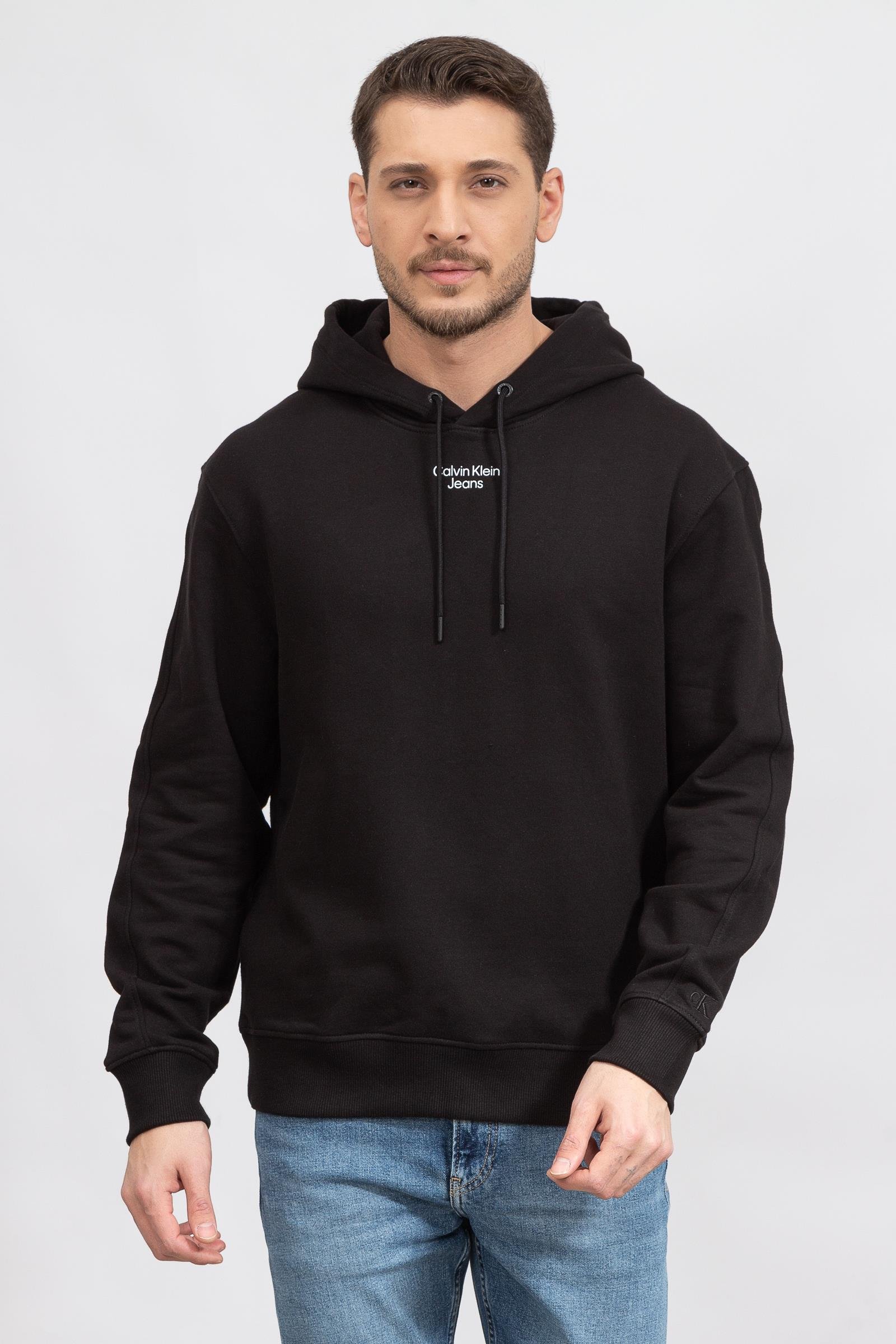 Calvin Klein Stacked Logo Hoodie Erkek Kapüşonlu Sweatshirt