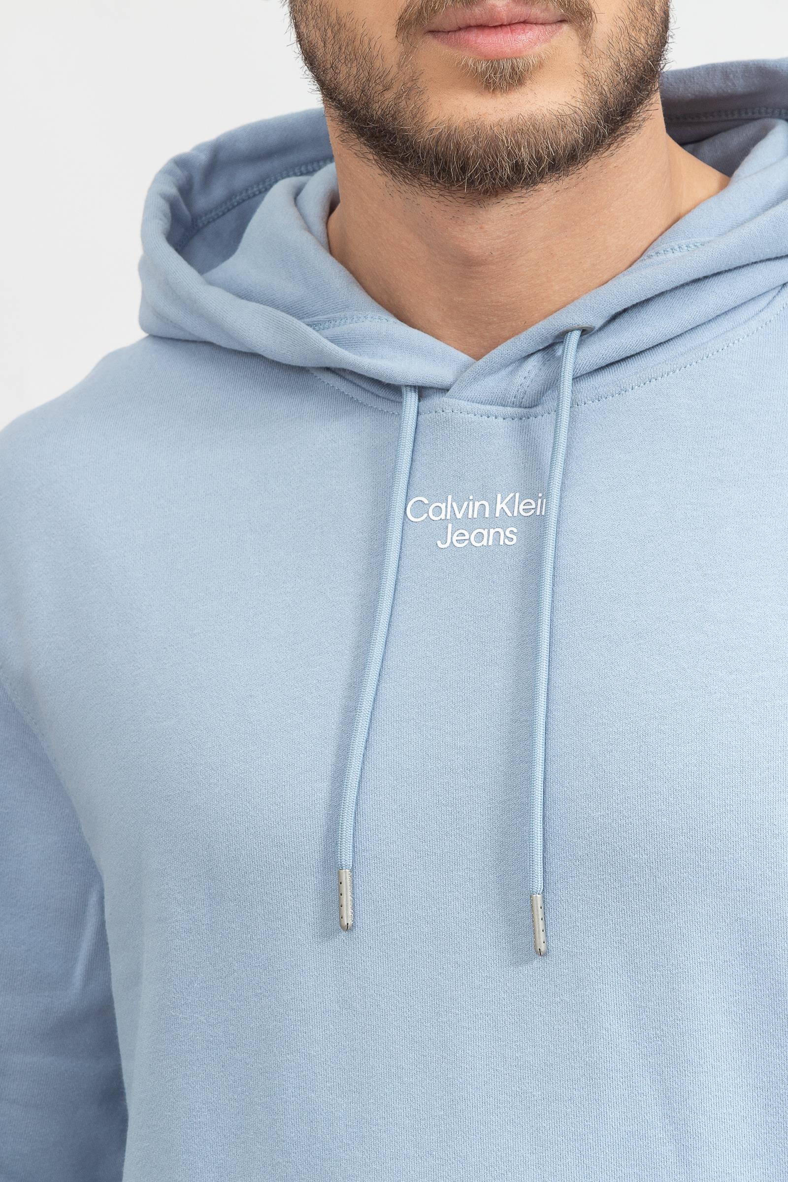 Calvin Klein Stacked Logo Hoodie Erkek Kapüşonlu Sweatshirt
