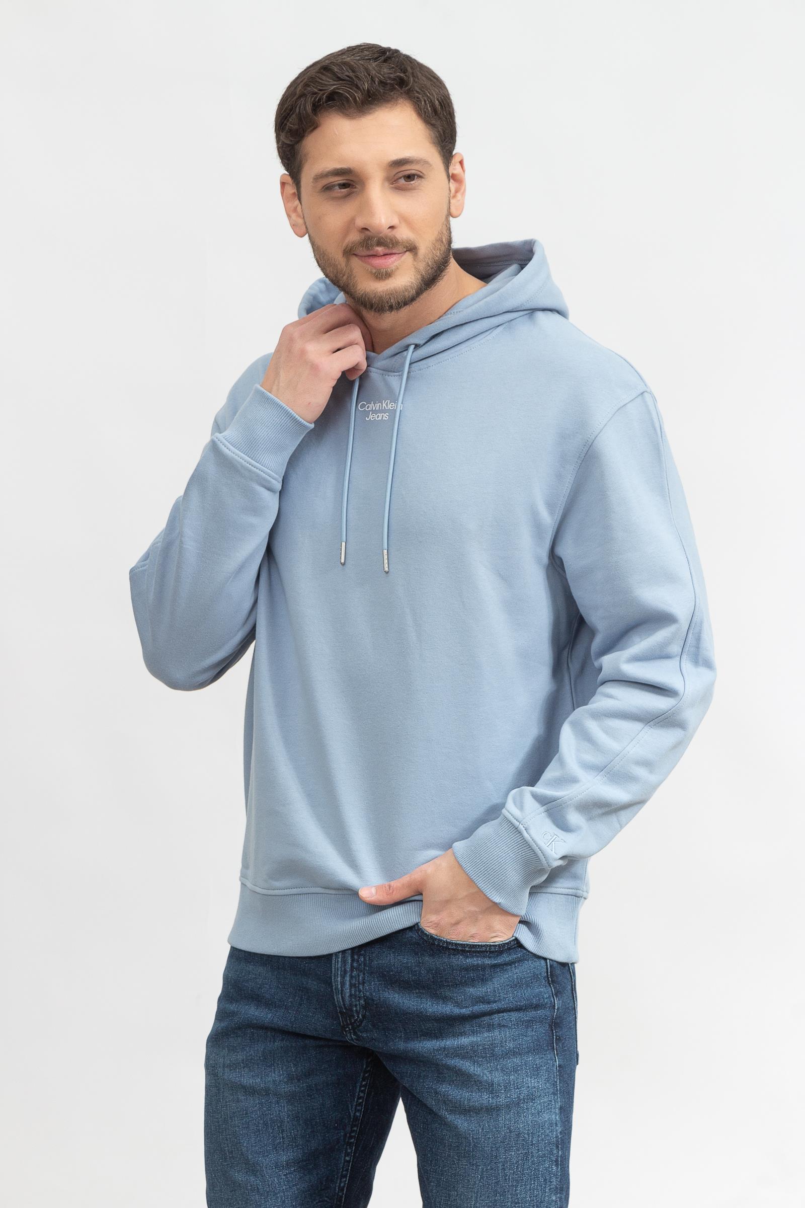 Calvin Klein Stacked Logo Hoodie Erkek Kapüşonlu Sweatshirt