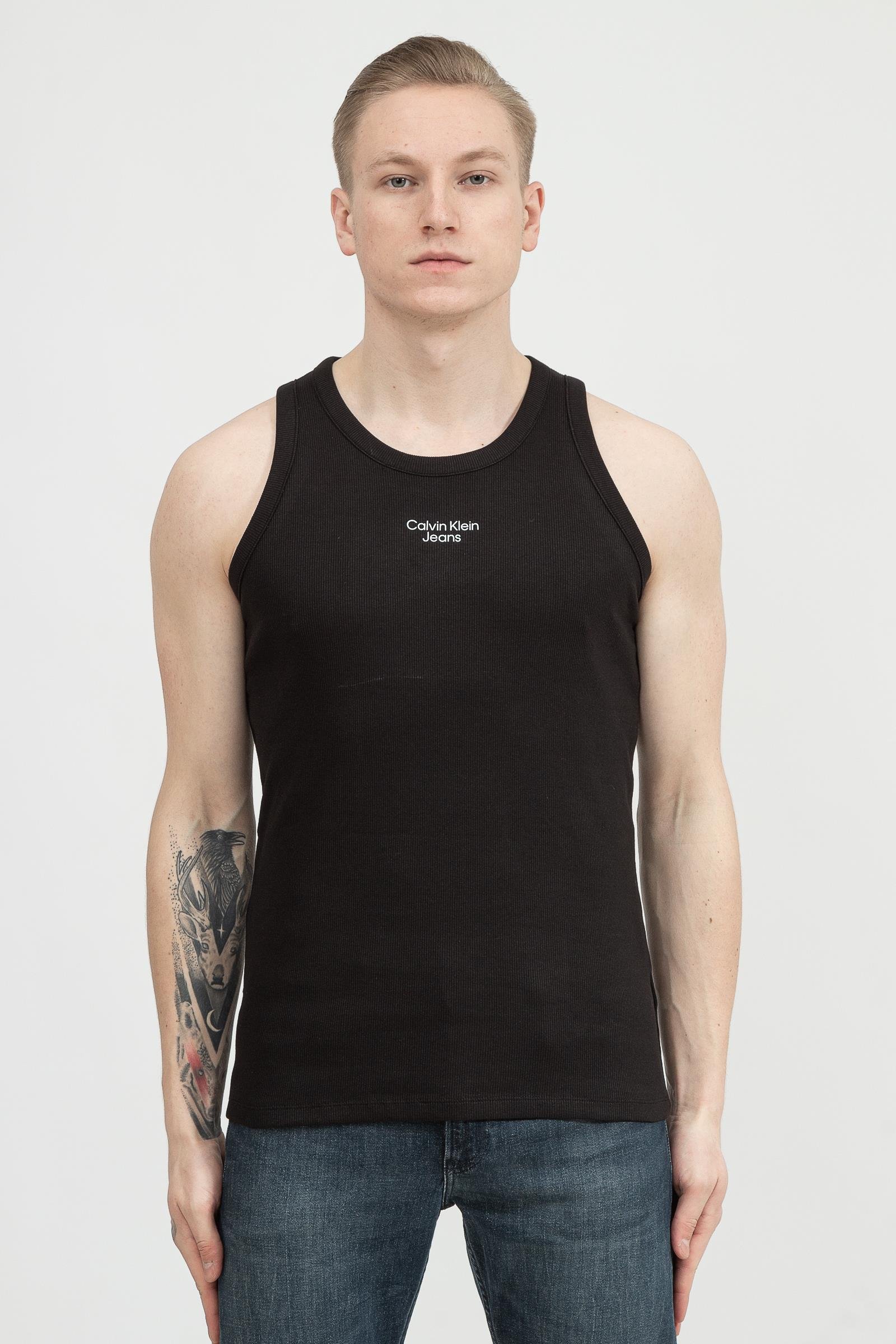 Calvin Klein Stacked Logo Rib Tank Erkek Kolsuz T-Shirt