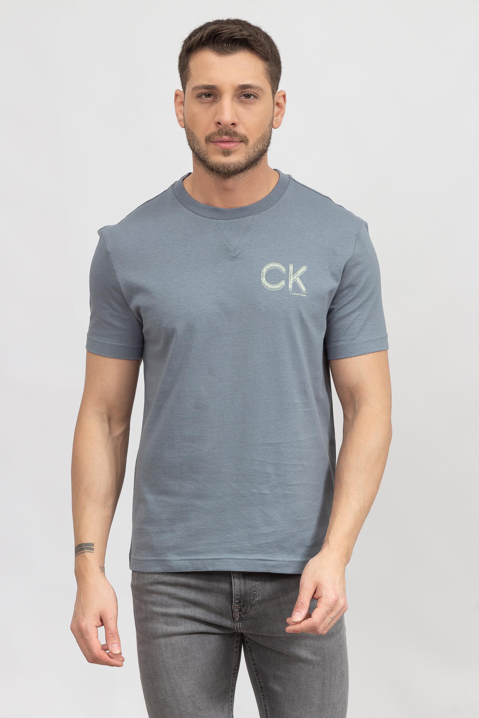 Calvin Klein Striped Chest Logo Erkek Bisiklet Yaka T-Shirt