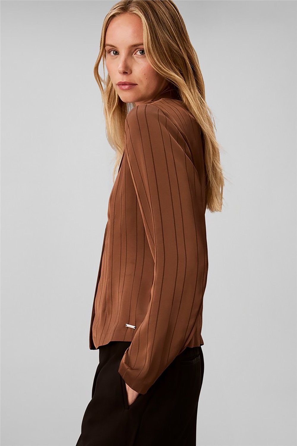 Calvin Klein Textured Stripe Slim Blouse Kadın Gömlek