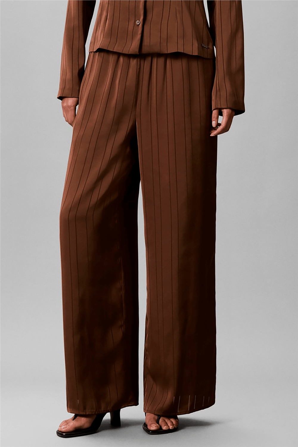 Calvin Klein Textured Stripe Wide Leg Pull On Kadın Pantolon