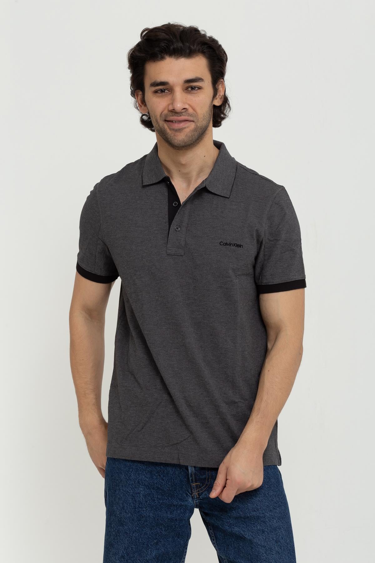 Calvin Klein Tone On Tone Logolu Erkek Polo Yaka T-Shirt