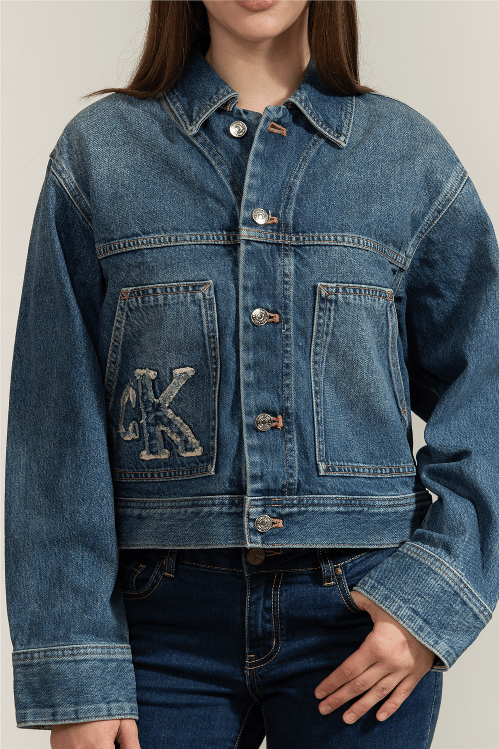 Calvin Klein Workwear Jacket CK Sanded Blue Kadın Kot Mont