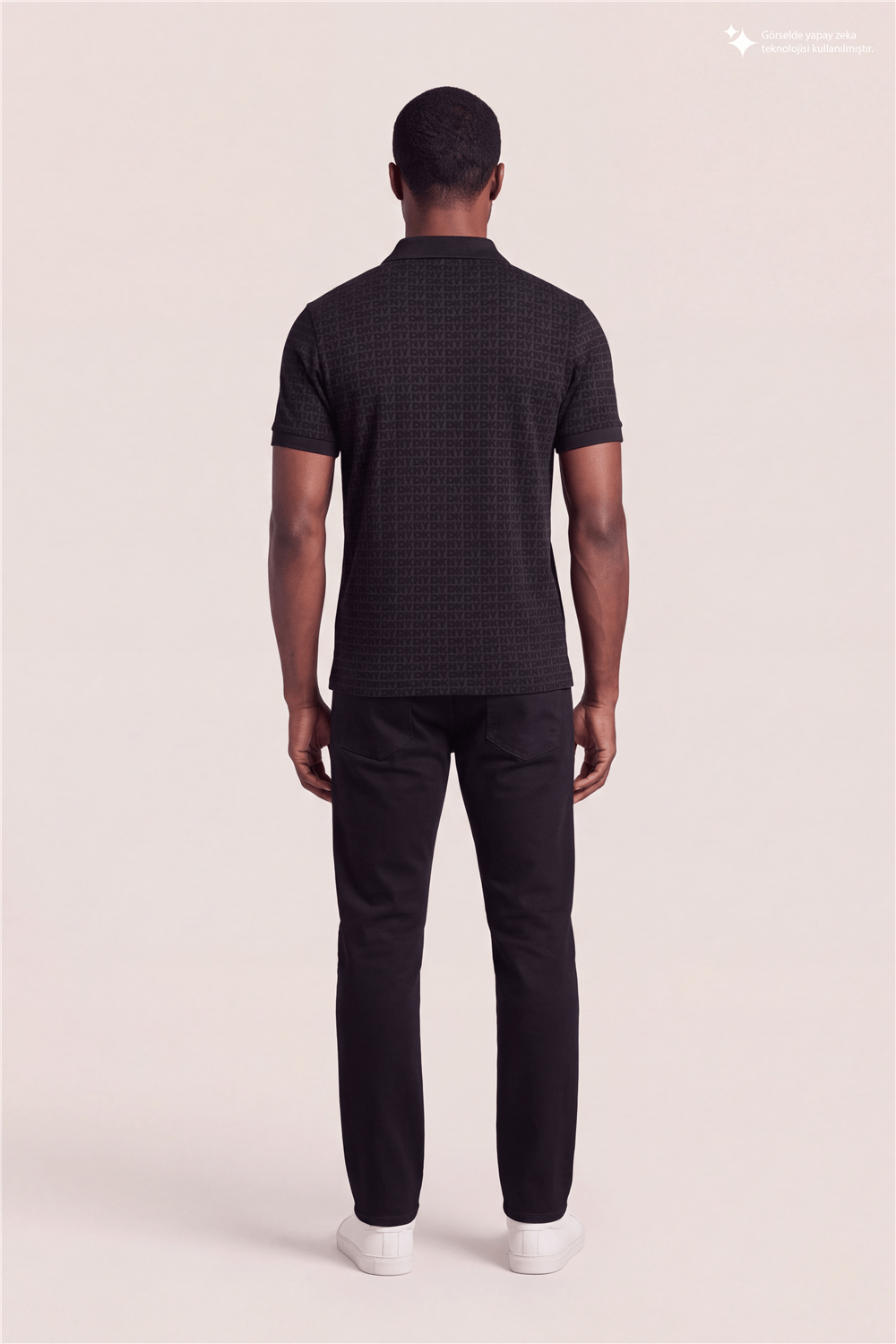 DKNY Allover Jacquard Polo Erkek Polo Yaka T-Shirt Siyah