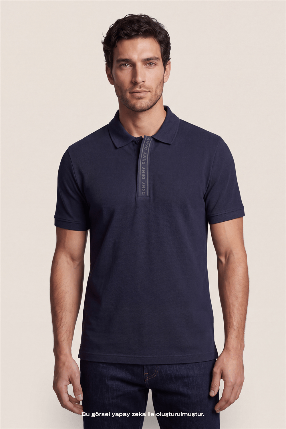DKNY Binding Polo Erkek Polo Yaka T-Shirt Lacivert