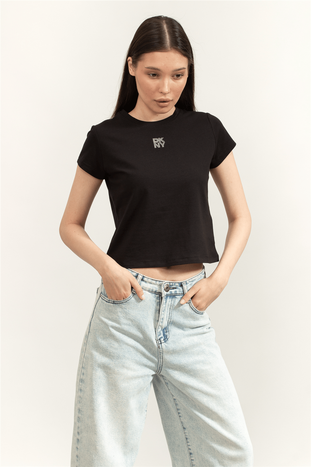 DKNY Dkny Rhinestone Logo Kadın Gömlek