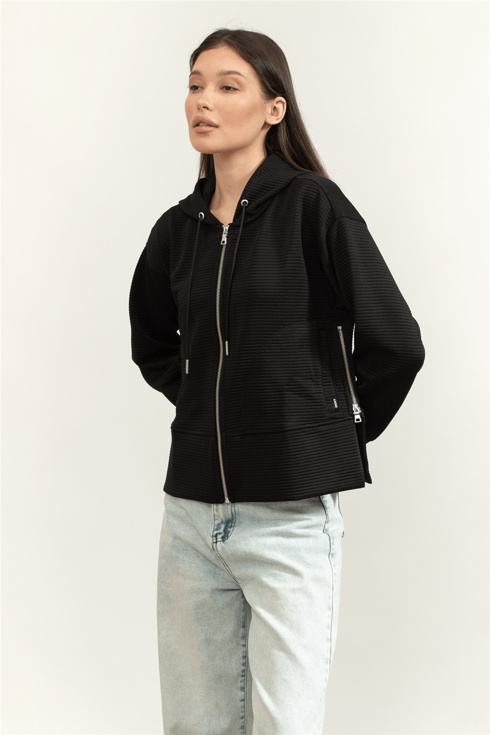 DKNY Full Zip H/D W/Pkts Kadın Hırka