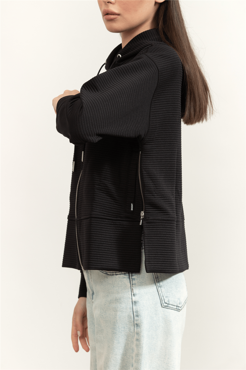 DKNY Full Zip H/D W/Pkts Kadın Hırka