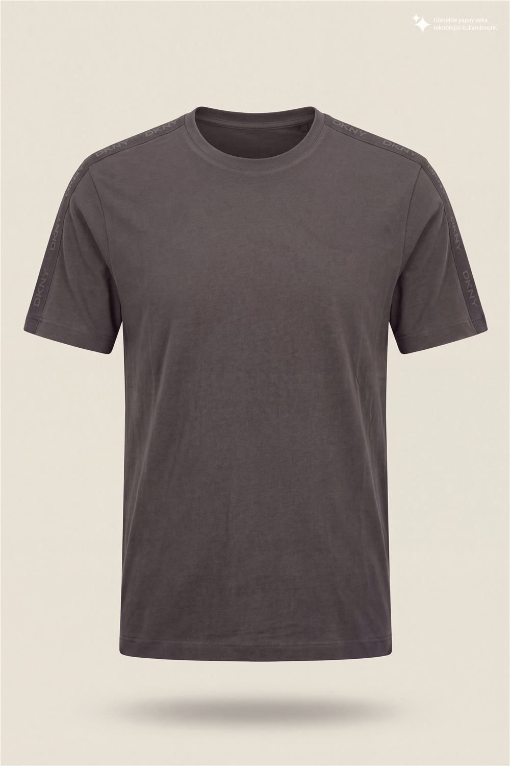 DKNY Jacquard Print Tee Erkek Bisiklet Yaka T-Shirt Kahverengi