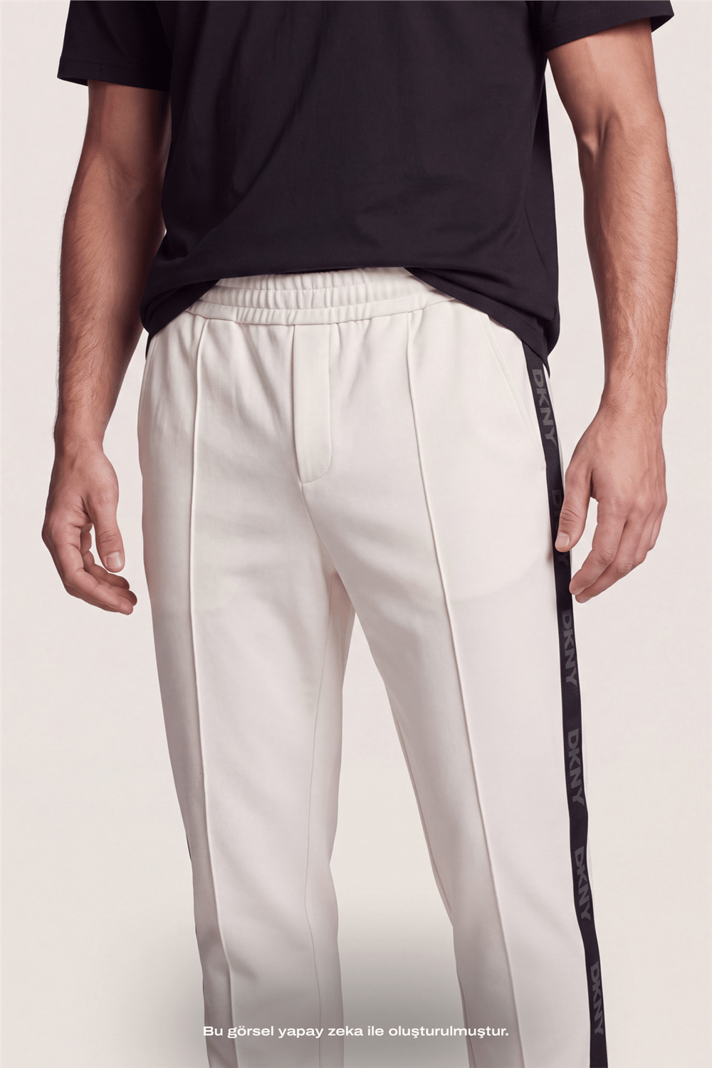 DKNY Jacquard Tape Sweatpant Erkek Eşofman Altı Beyaz