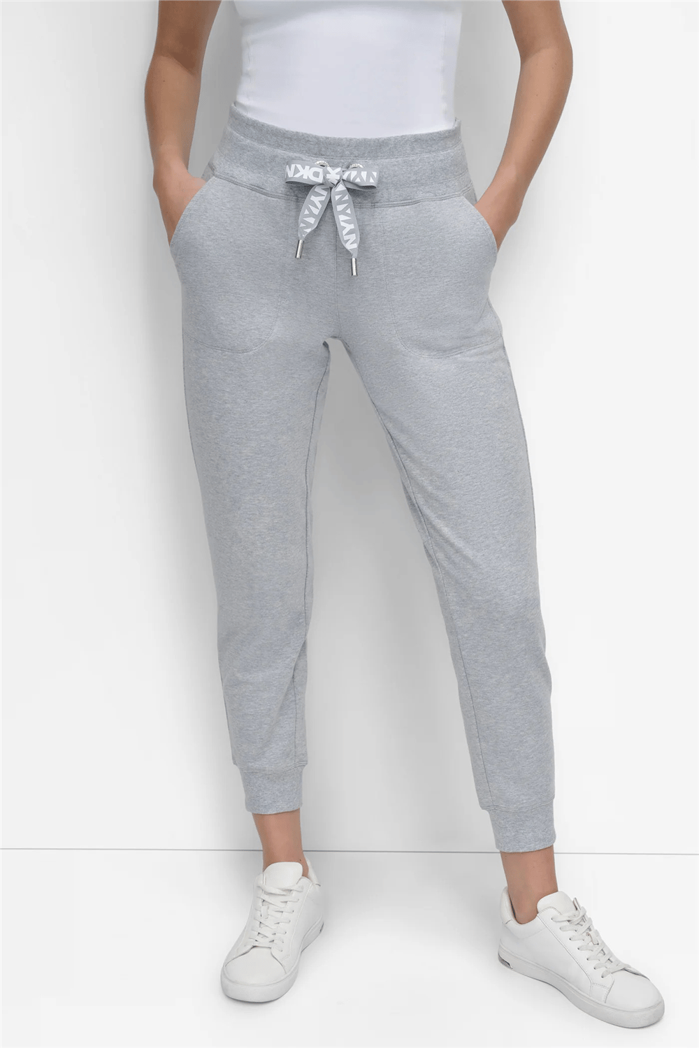 DKNY Kadın 2-Tone DC Cuff Jogge Jogger Pantolon Gri
