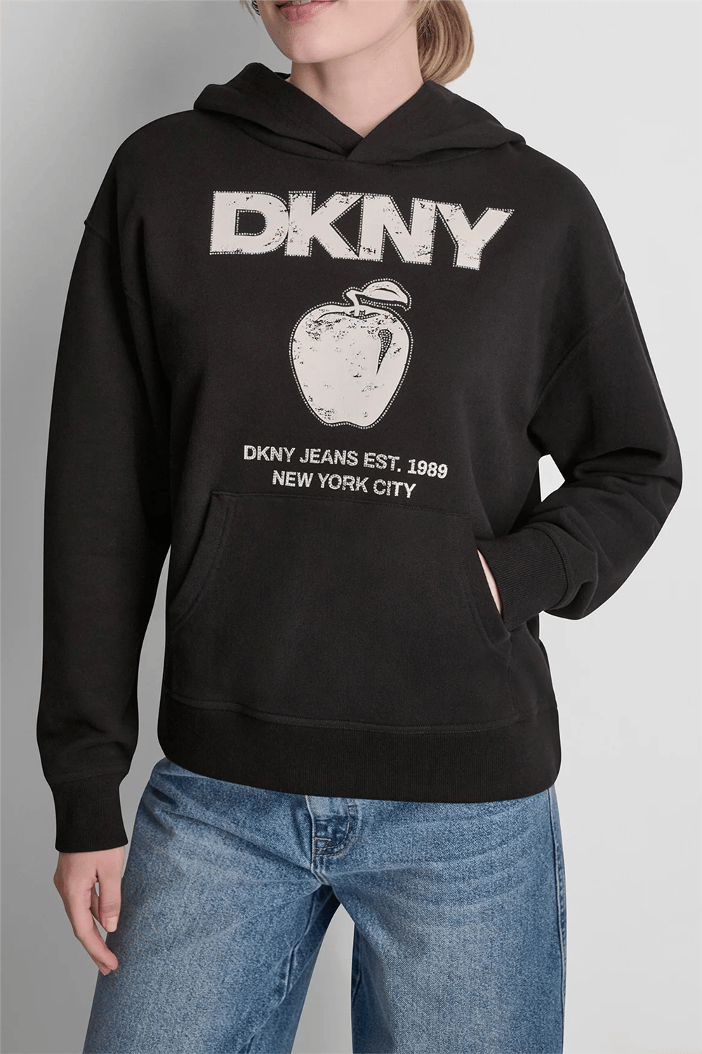 DKNY Kadın Dkny Big Apple Rhine Kapüşonlu Sweatshirt Siyah
