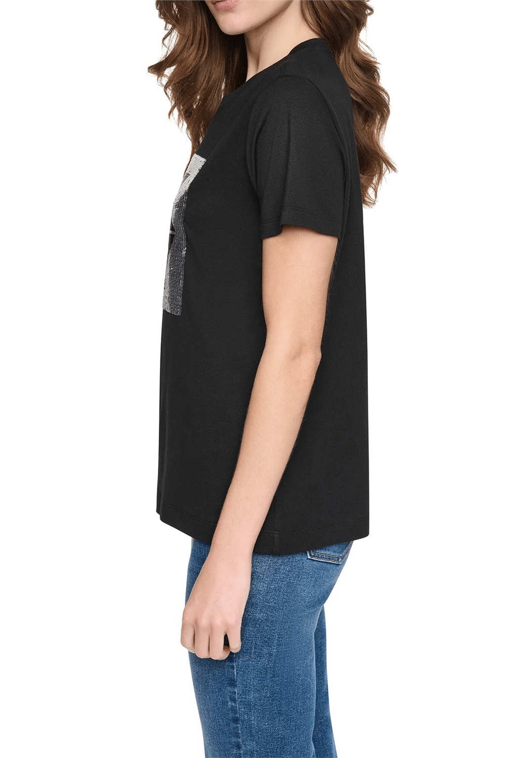 DKNY Kadın Dkny Ny Stacked Anim Bisiklet Yaka T-Shirt Siyah