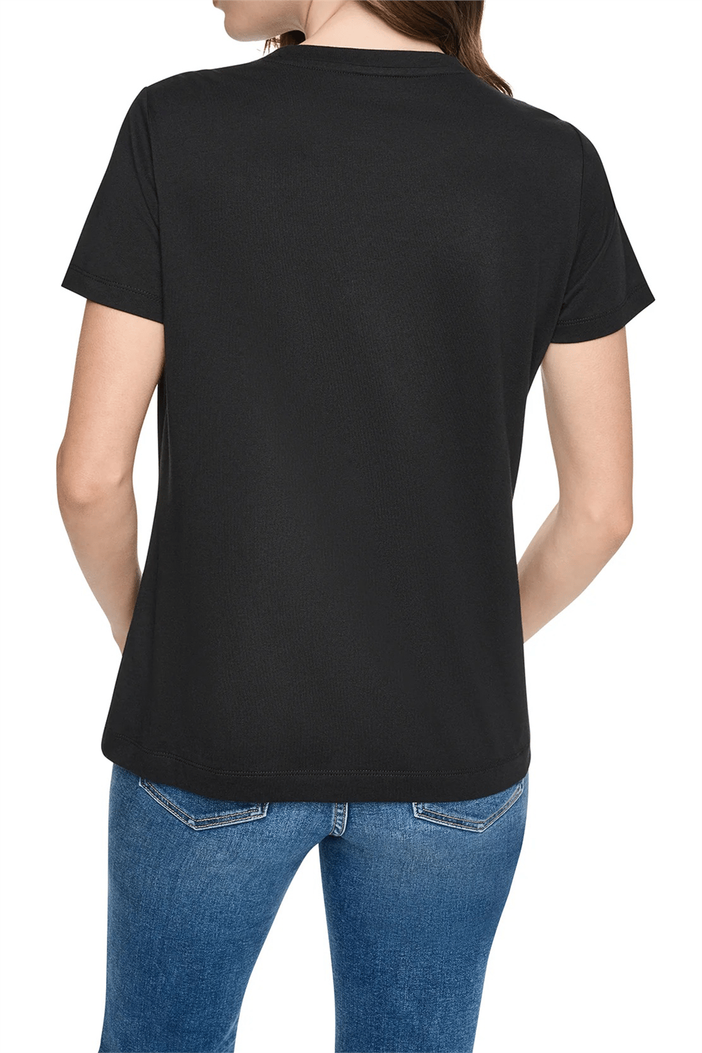 DKNY Kadın Dkny Ny Stacked Anim Bisiklet Yaka T-Shirt Siyah