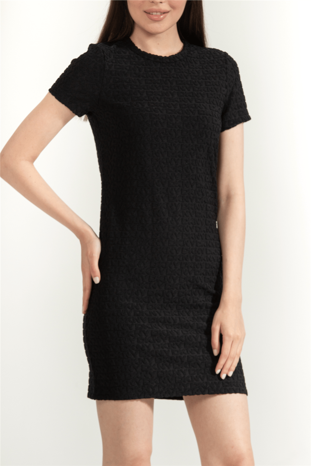 DKNY Logo Jacquard Crew Neck Kadın Elbise