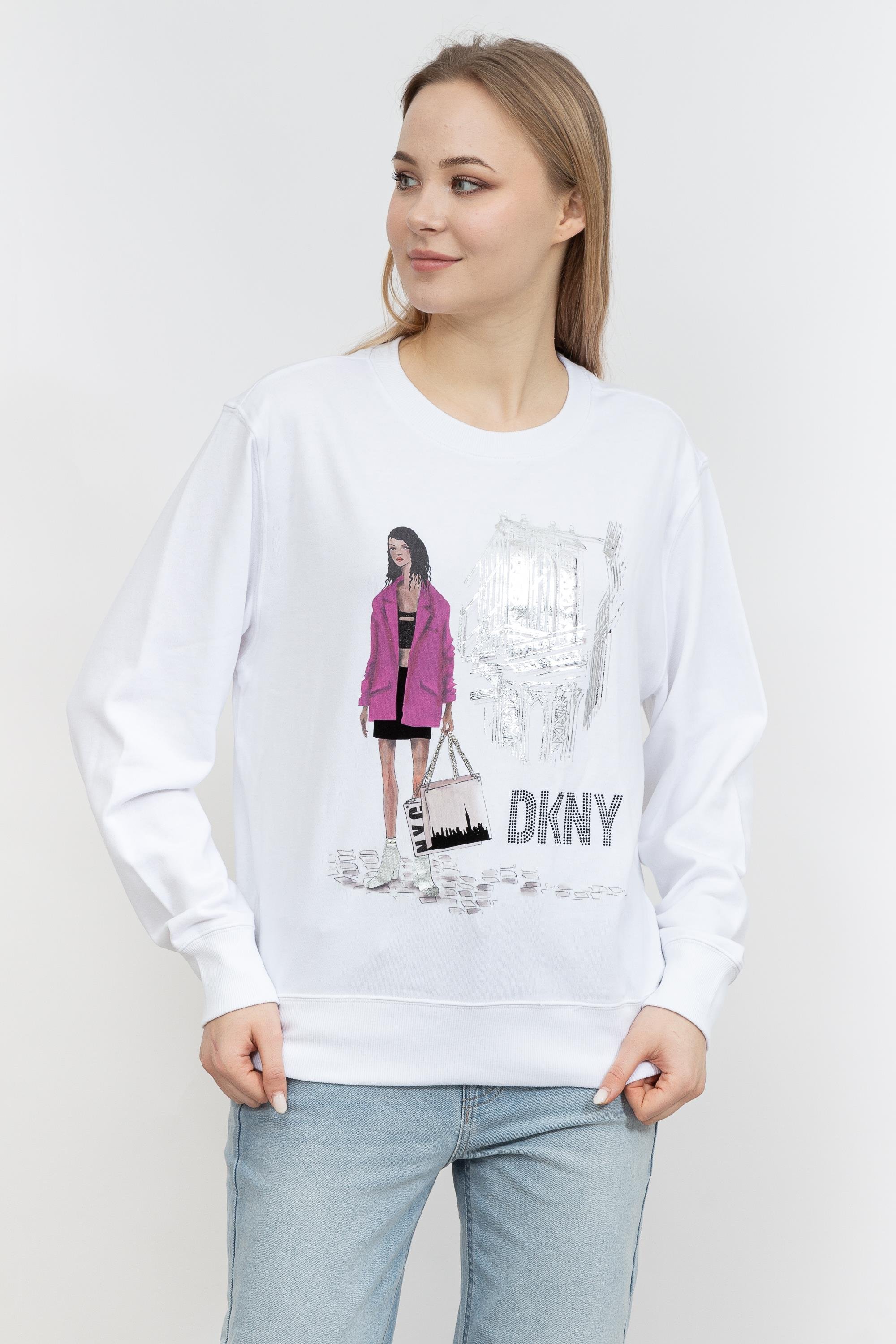 DKNY L/S Pink Jkt Cnvrsnl Kadın Triko