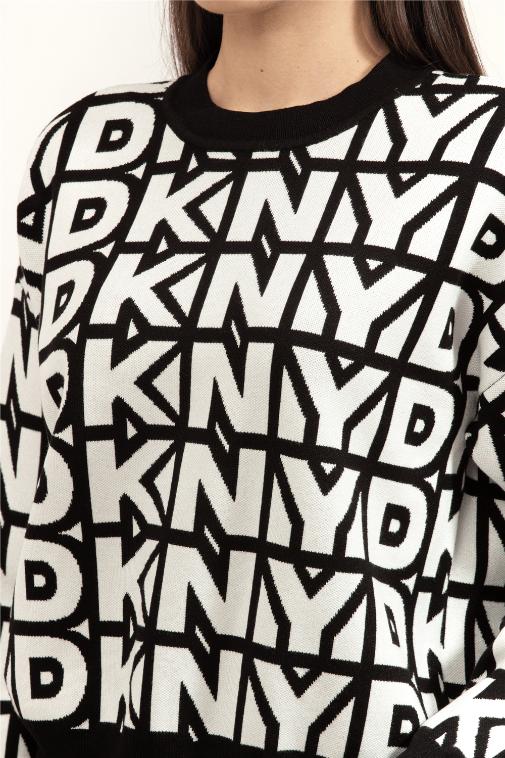 DKNY L/S Repeat Logo Pull Kadın Triko