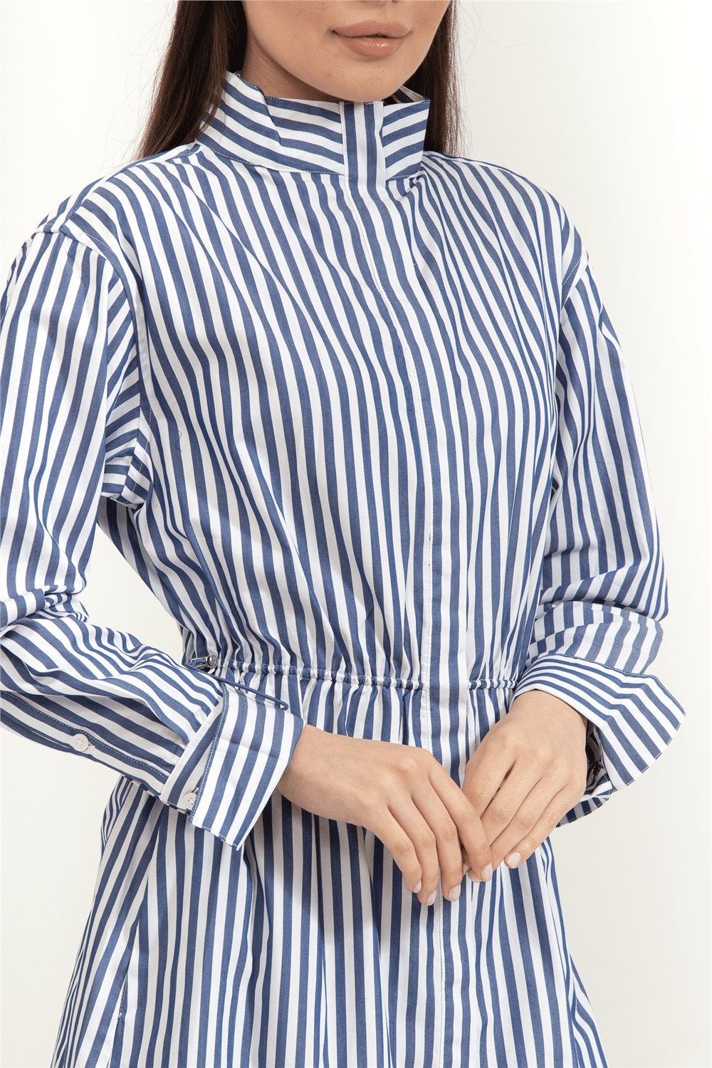 DKNY Mandarin Collar Shirt Kadın Elbise