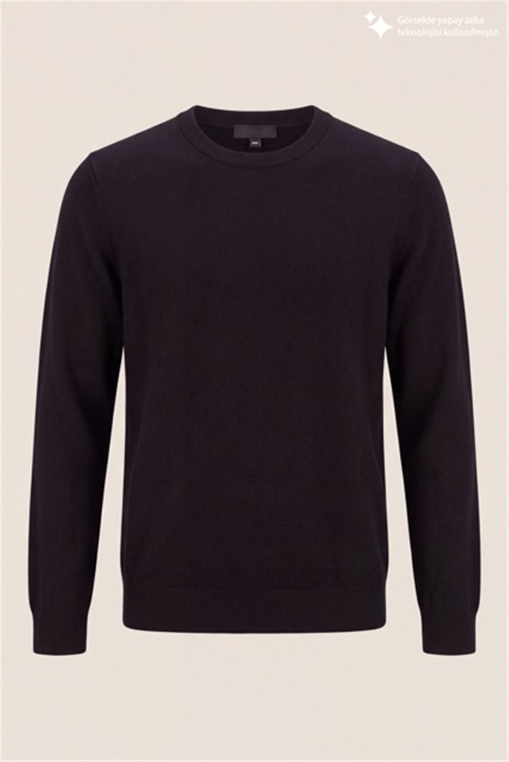 DKNY Ribbed Wool Blend Crew Sweater Erkek Triko Siyah