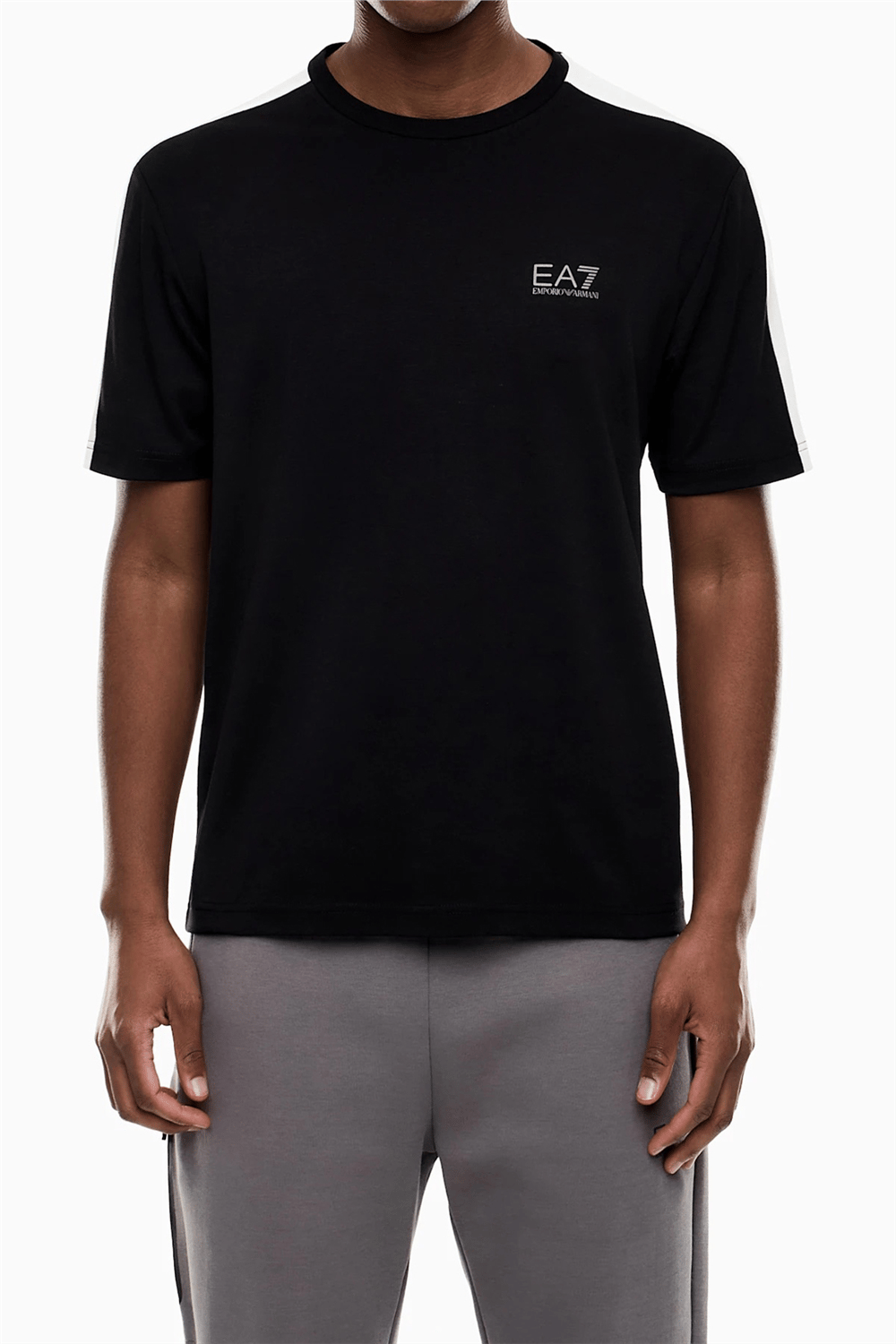 EA7 Erkek Bisiklet Yaka T-Shirt Siyah