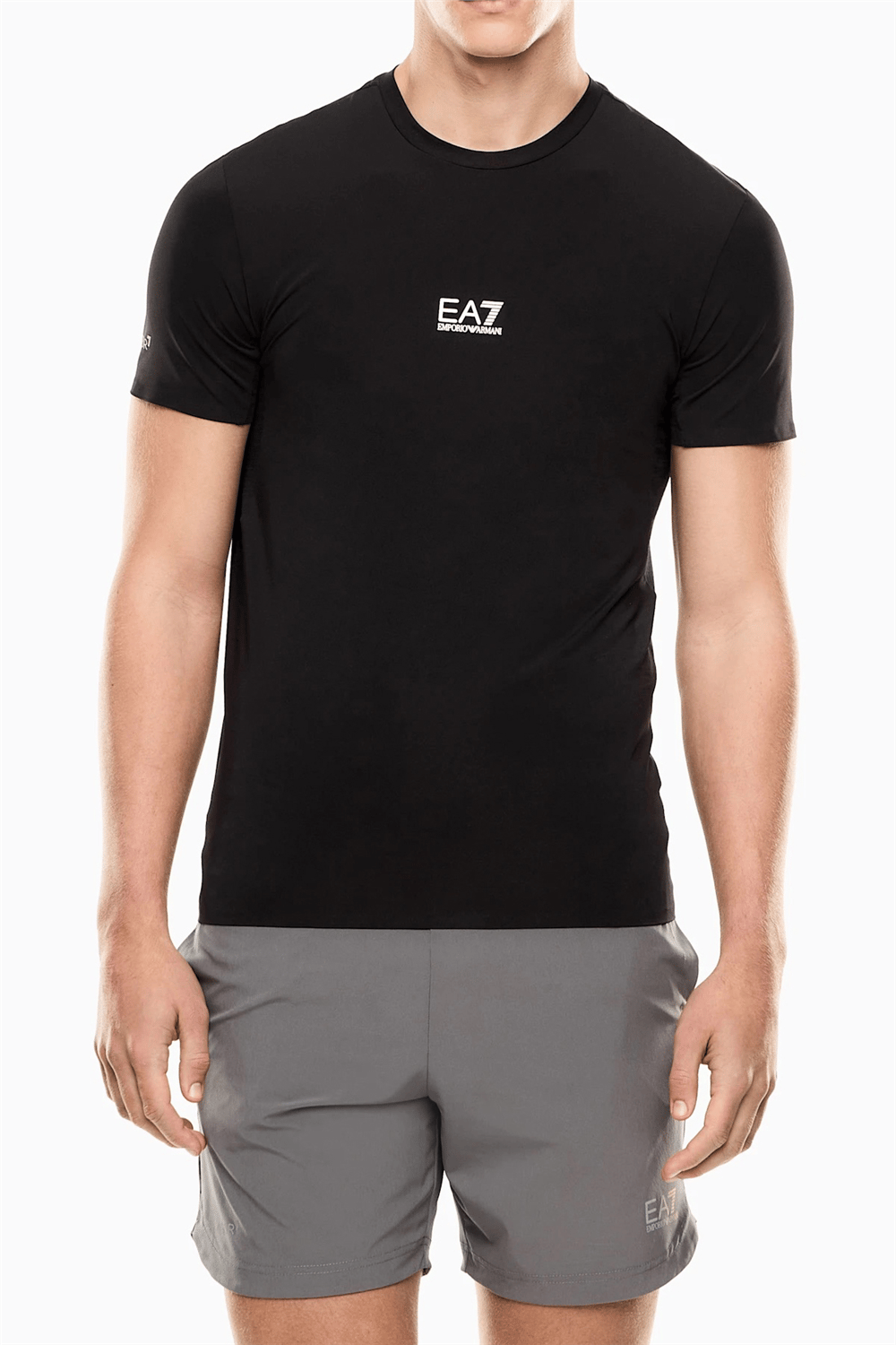EA7 Erkek Bisiklet Yaka T-Shirt Siyah