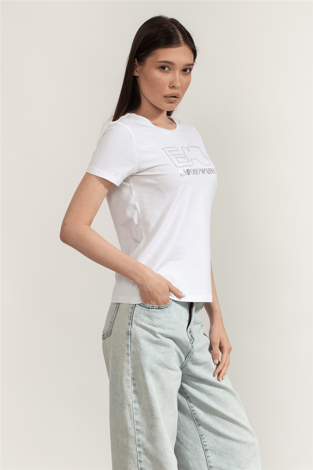 EA7 Kadın Bisiklet Yaka T-Shirt
