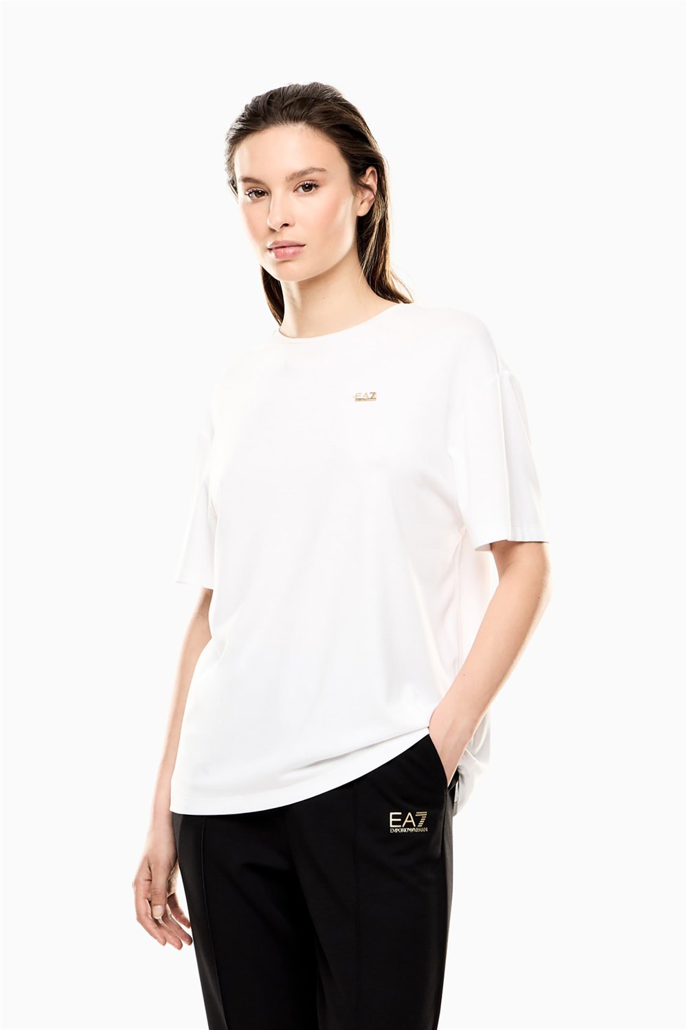 EA7 Kadın Bisiklet Yaka T-Shirt