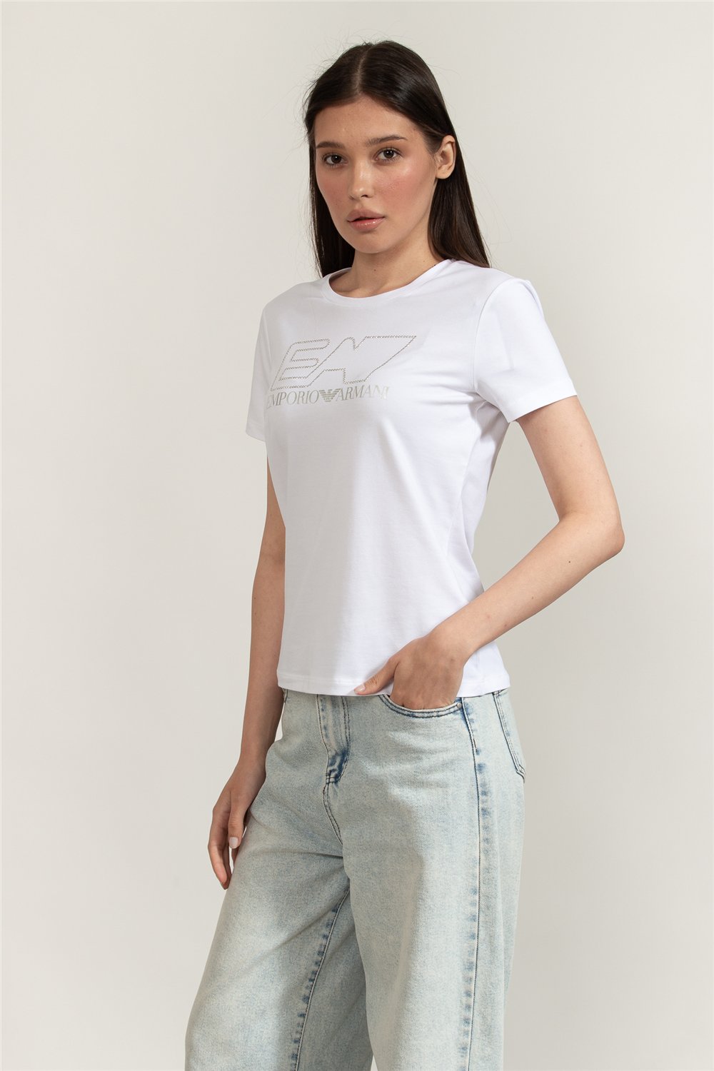 EA7 Kadın Bisiklet Yaka T-Shirt