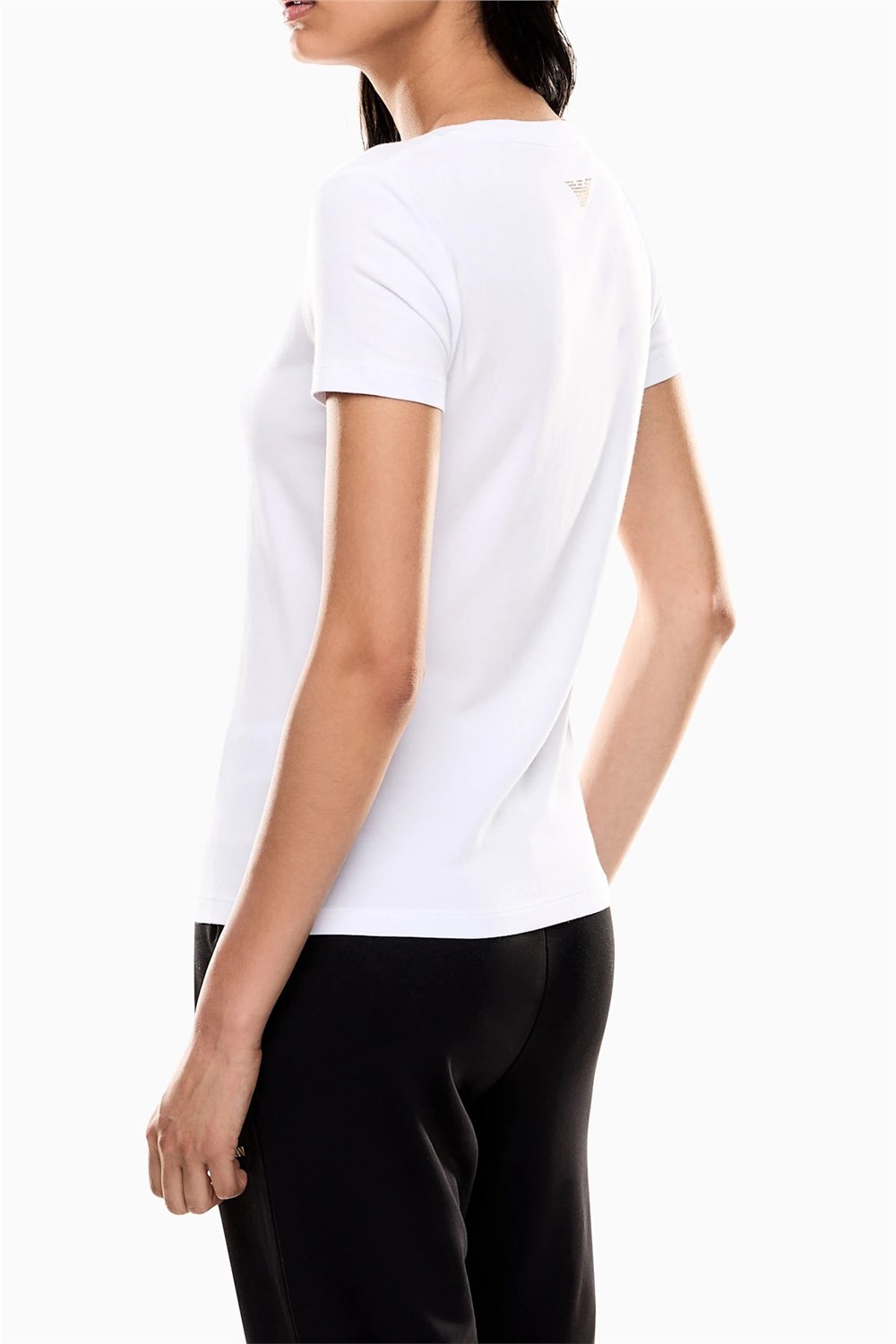 EA7 Kadın Bisiklet Yaka T-Shirt Beyaz