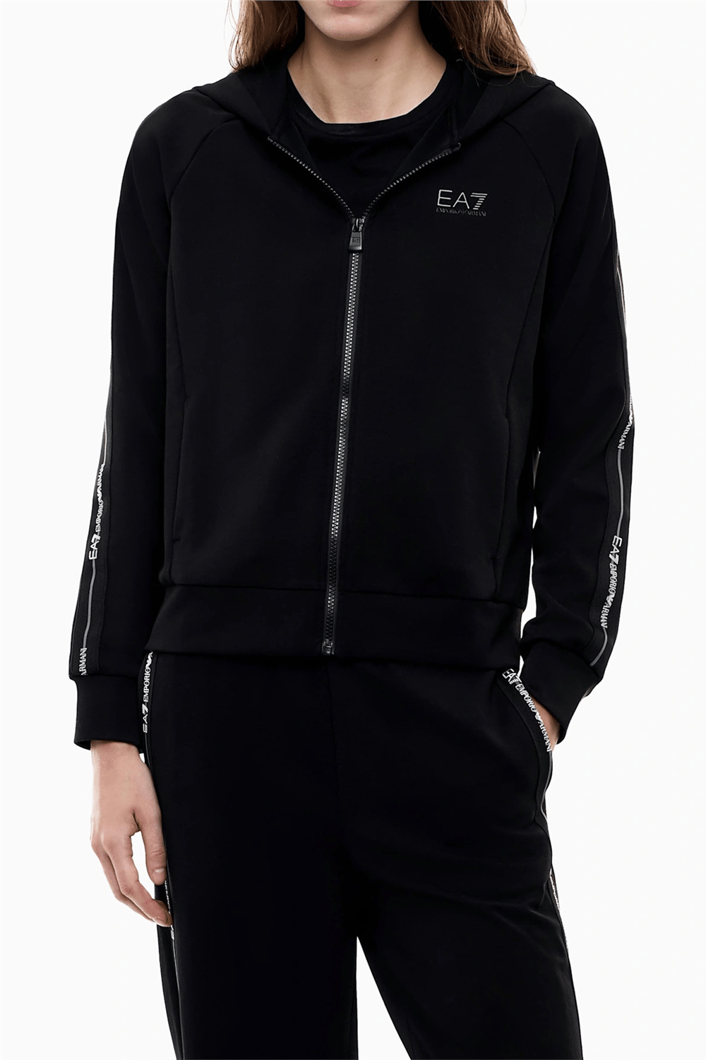 EA7 Kadın Kapüşonlu Sweatshirt Siyah