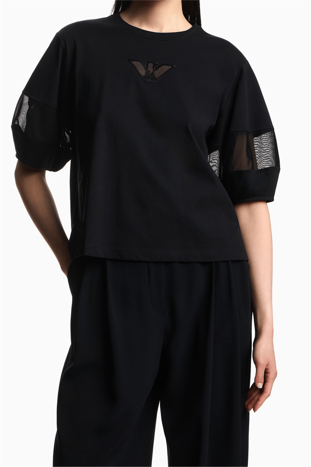 Emporio Armani Kadın Bisiklet Yaka T-Shirt Siyah