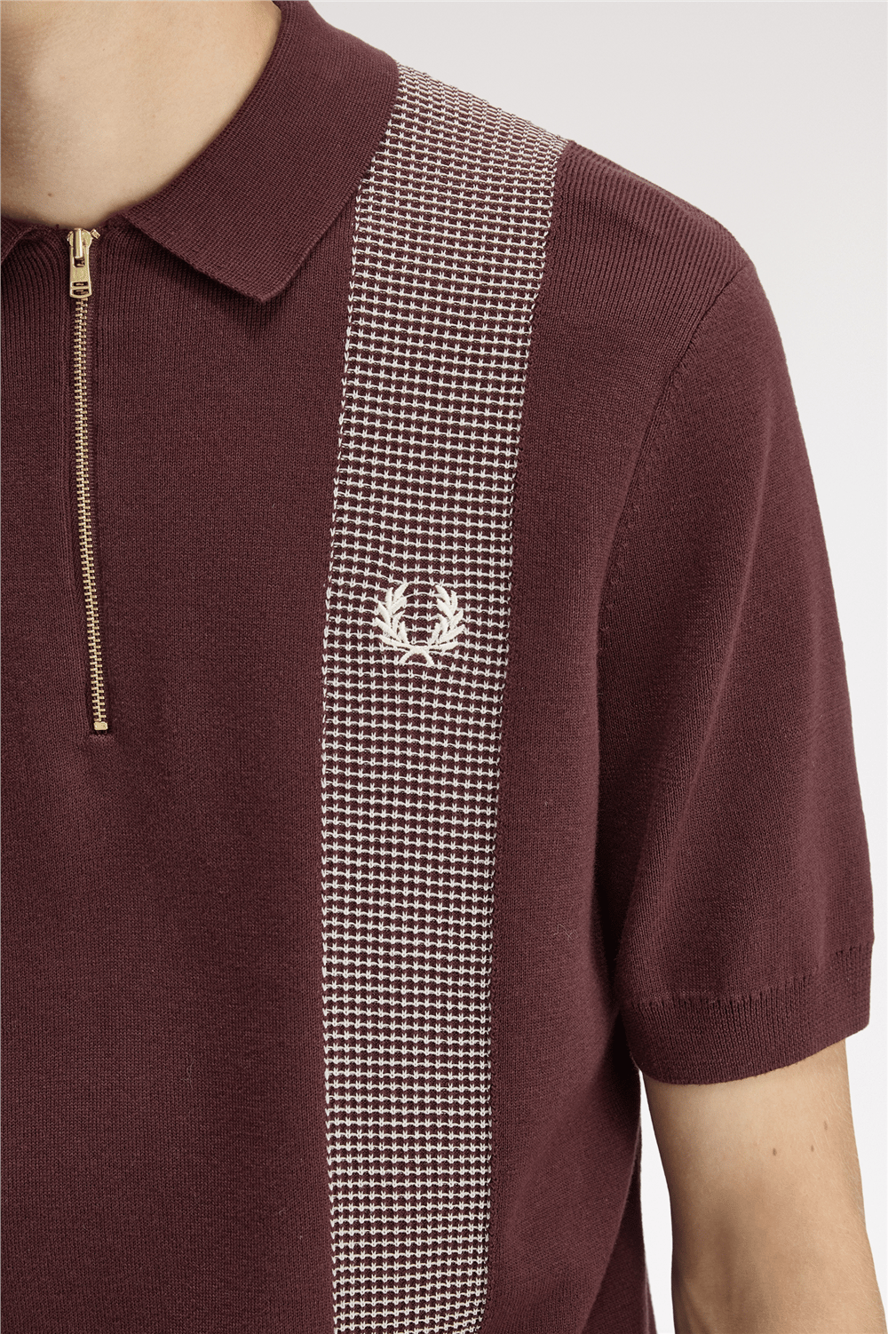 Fred Perry Panel Detail Knitted Shirt Erkek Polo Yaka T-Shirt