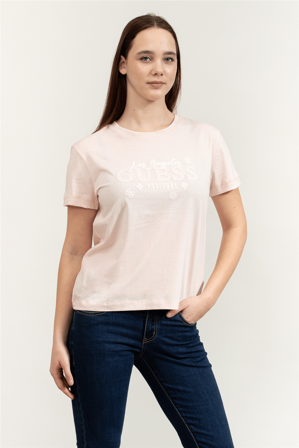 Guess Agnes Kadın Aktif Regular Fit Bisiklet Yaka T-Shirt