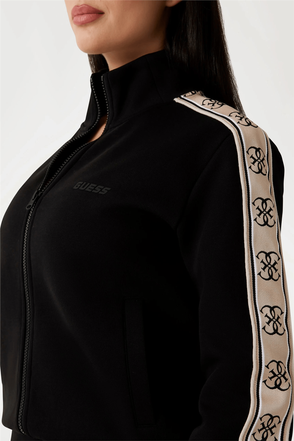 Guess Britney Kadın Aktif Fermuarlı Sweatshirt Siyah
