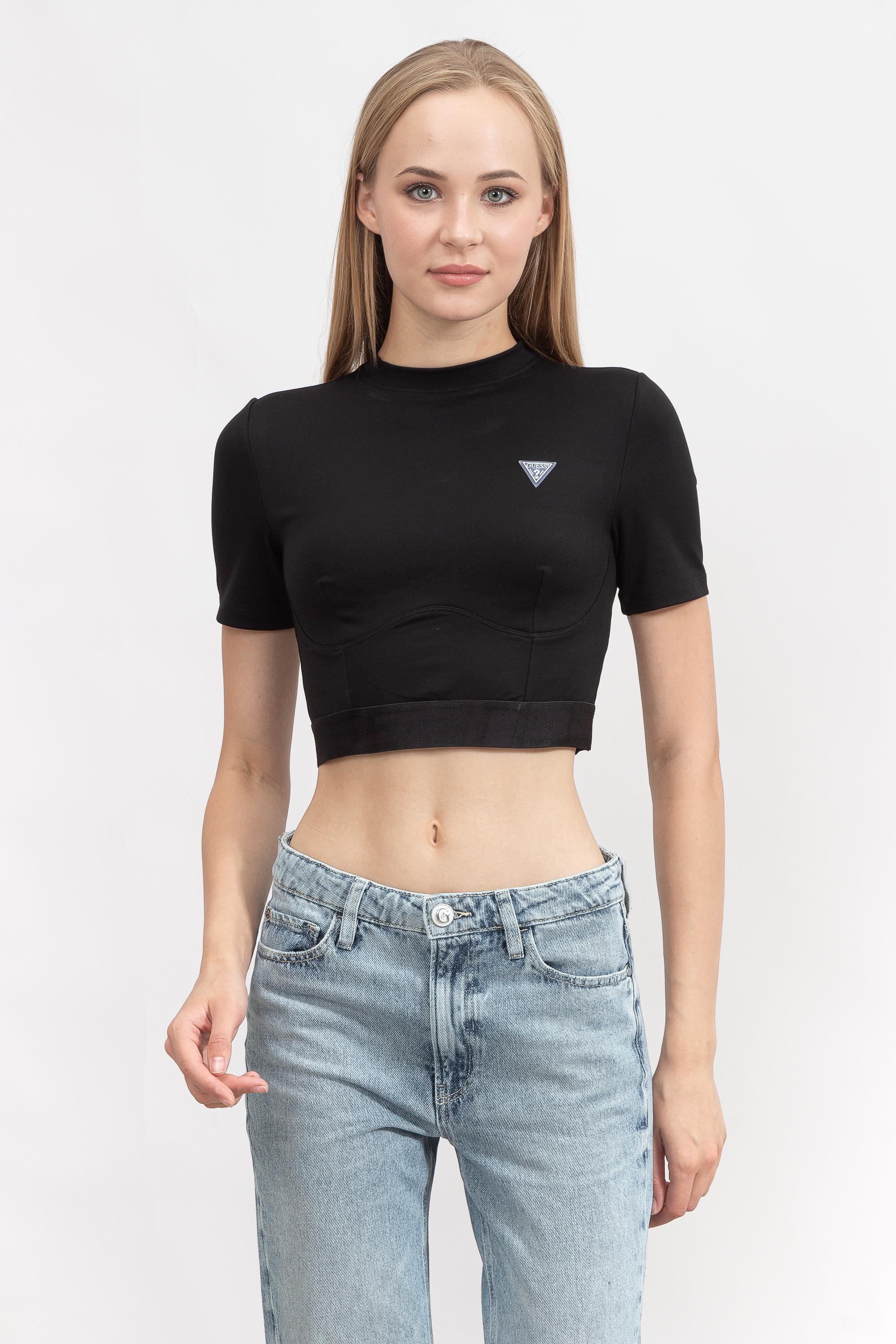 Guess Delicia Crop Active Top Kadın Bisiklet Yaka T-Shirt