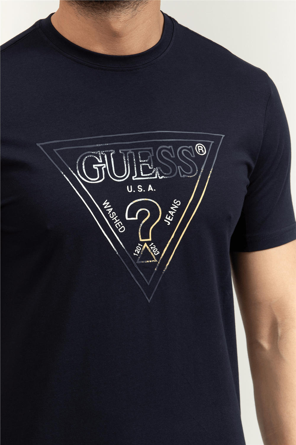 Guess Jersey Erkek Slim Fit Bisiklet Yaka T-Shirt