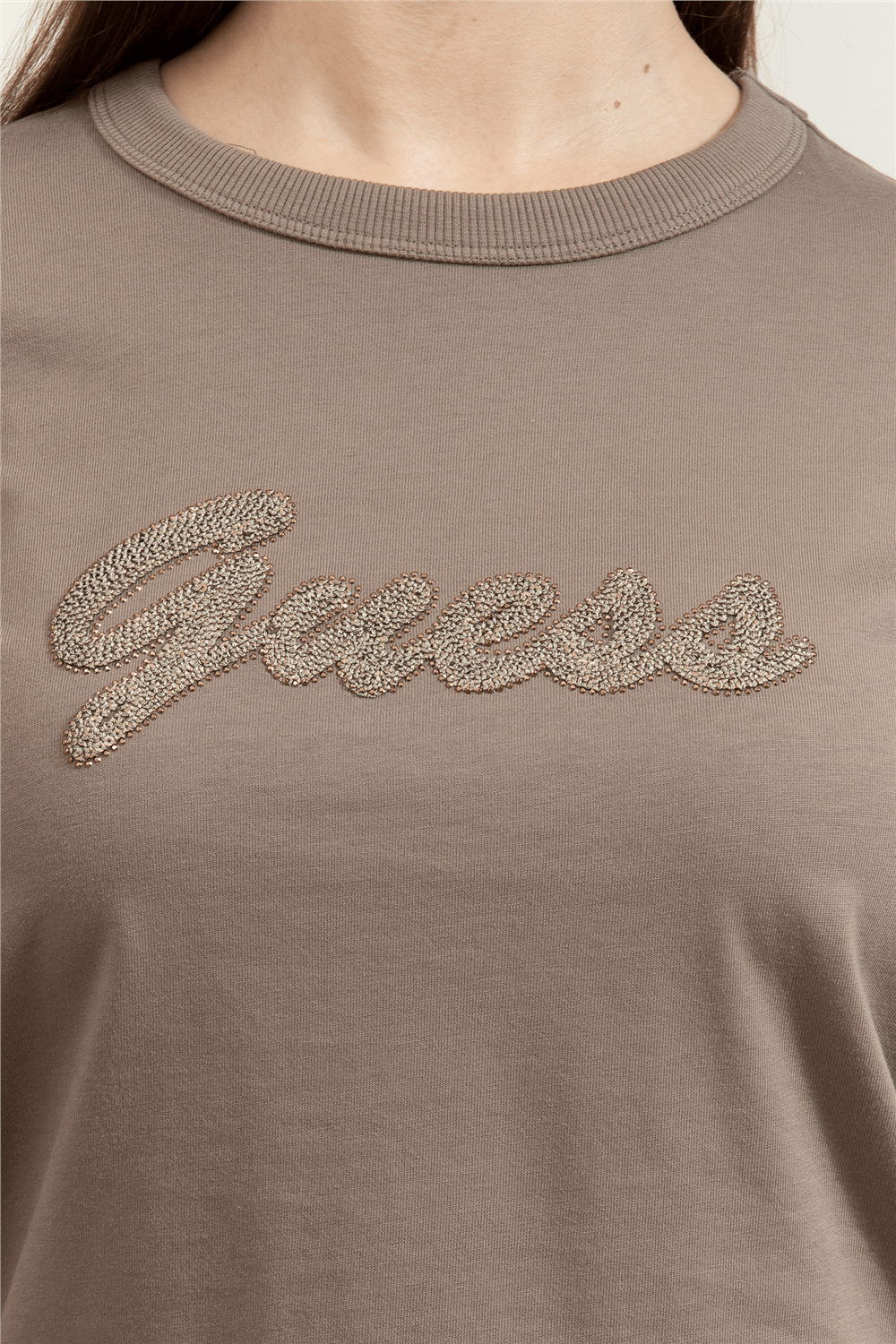Guess Jersey Kadın Boxy Fit Bisiklet Yaka T-Shirt
