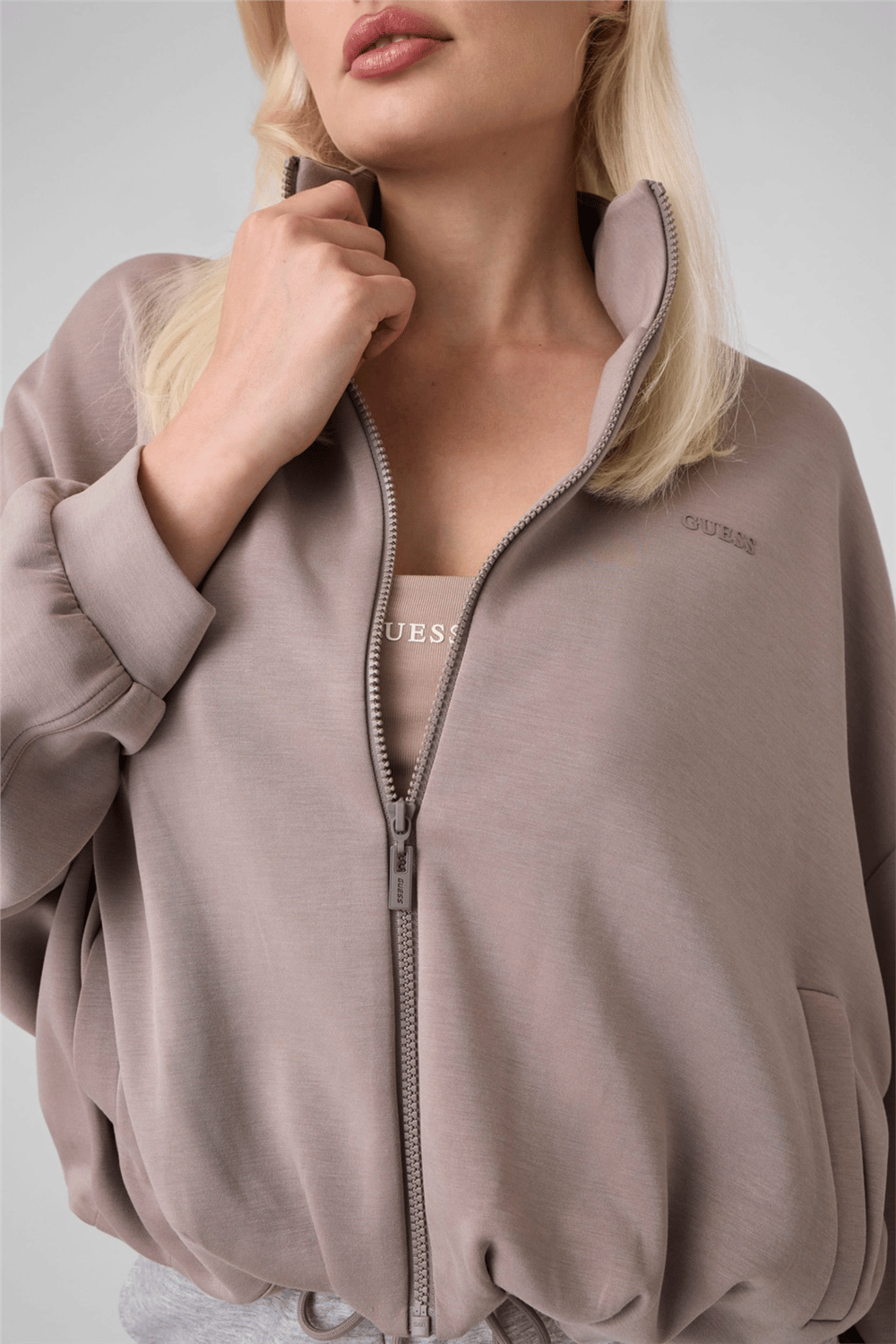 Guess Lyra Kadın Aktif Modal Karışımlı Fermuarlı Sweatshirt