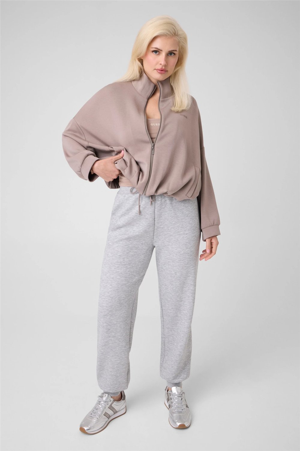 Guess Lyra Kadın Aktif Modal Karışımlı Fermuarlı Sweatshirt