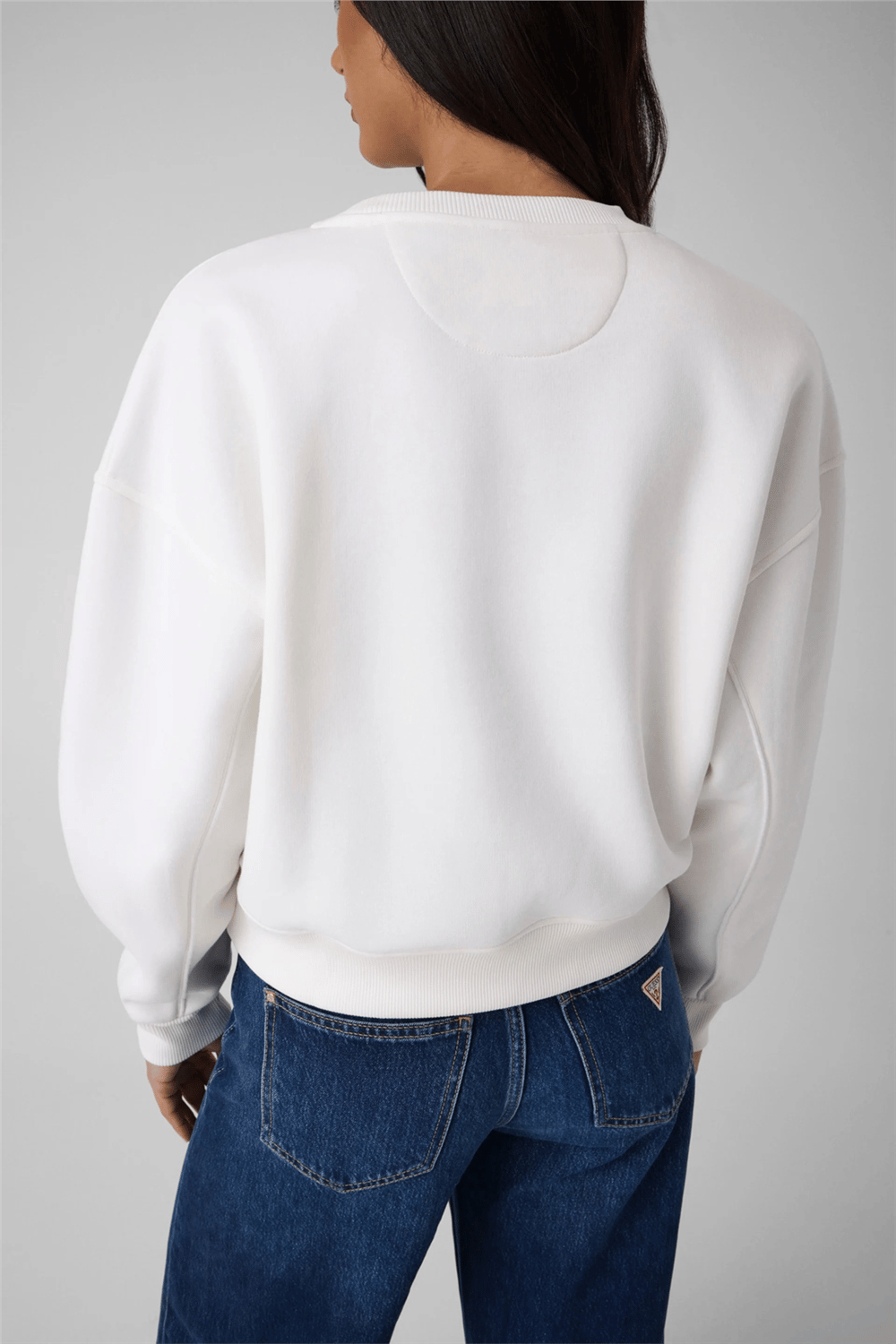 Guess Round Kadın Bisiklet Yaka Sweatshirt Beyaz
